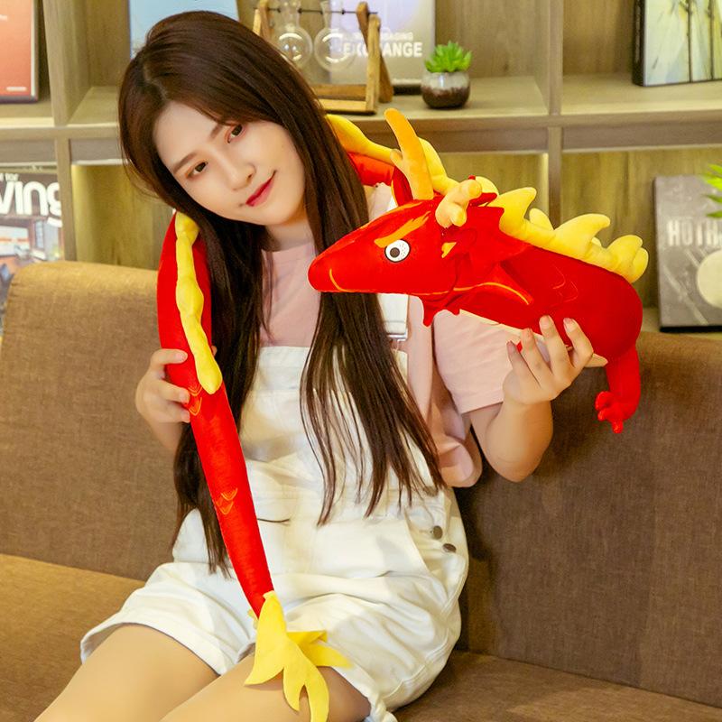 220CM Cute Stuffed Chinese Dragon Plush Toys Boys Doll Soft Cartoon Dinosaur Pillow Cushion Kawaii Gift New