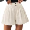 Women's Button Front Shorts Elastic High Waist Wide Leg Summer Shorts