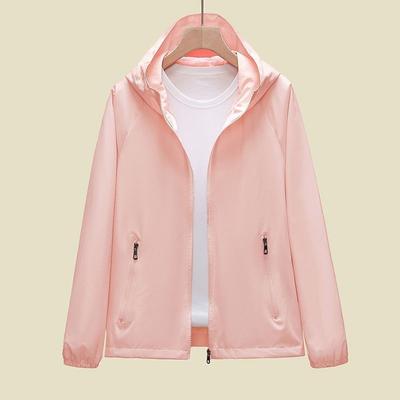 Frühlings- und Herbst-Dünne Freizeitjacke mit Kapuze Unifarben Lockerer Windbreaker