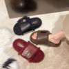 Foreign Style Red Plush Slippers Women's Autumn New Fashion Plush Slippers Small Height-increasing Lamb Wool Slippers