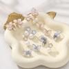 Gradual change butterfly blue crystal pearl earrings summer small fresh high sense fashion earrings