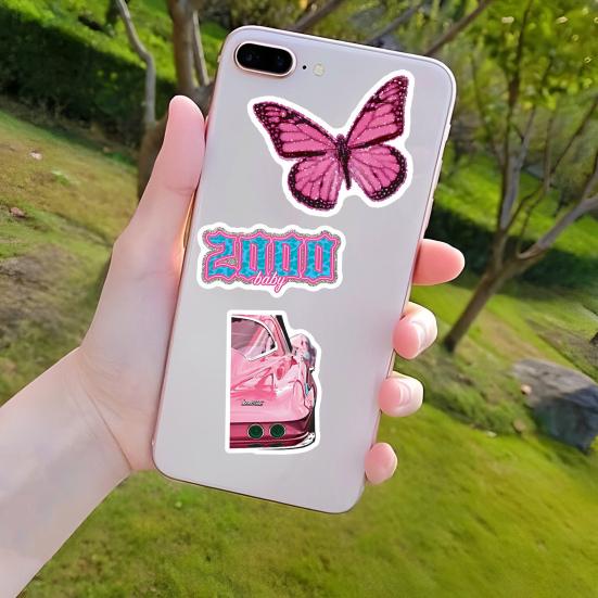 50 szt. INS Style różowe naklejki z kreskówek wodoodporne laptopy bagaż deskorolki kubki na wodę odporne na blaknięcie