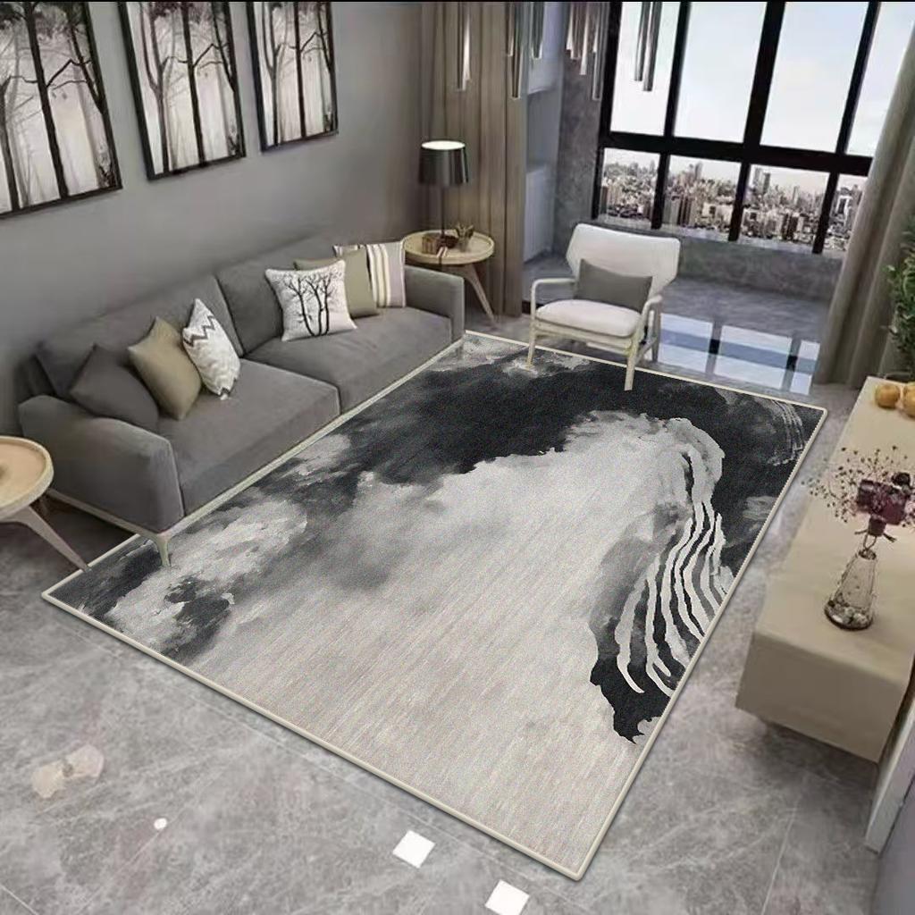 Abstract Black White Living Room Rug Decoration Bedroom Anti Slip Floor Mats Short Velvet Large Area Carpet Dining Room Washable