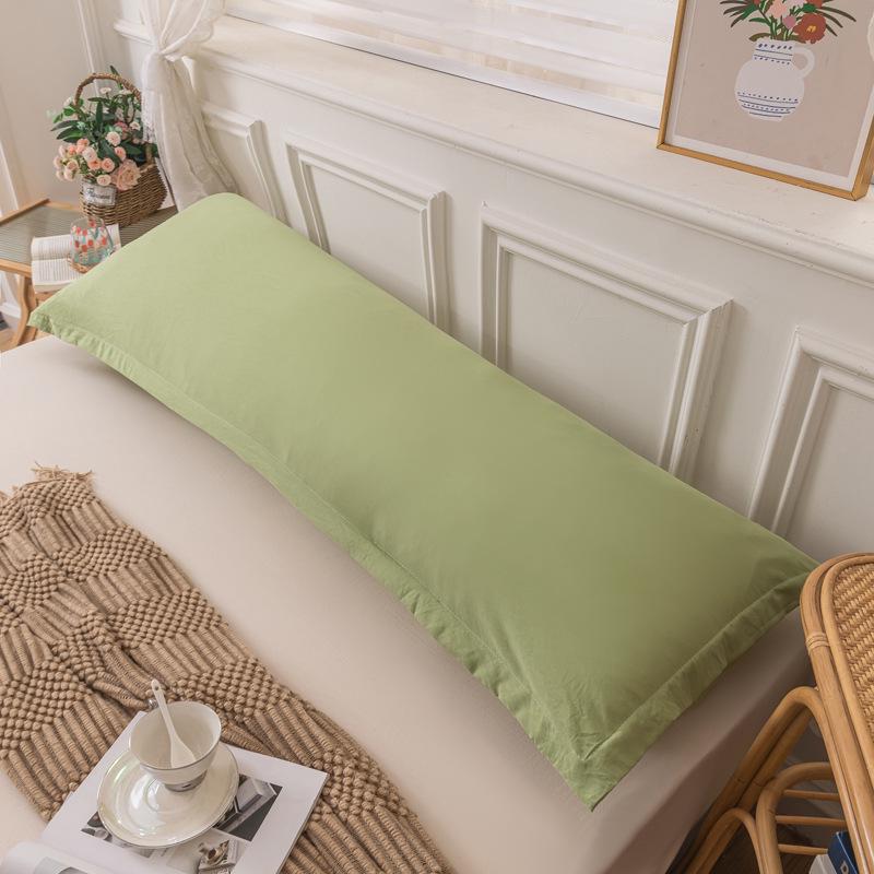 Washable Cotton Long Pillowcase 48x150cm - Single Piece Cover for Double Pillow Core