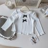 Girls' Korean Style Bow Long Sleeve Top for Autumn & Spring - BQB005