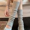 Gray Stacking Socks Children'S Knitted Socks Cover Spring And Summer Thin Long Tube Stepping Leg Cover Miu White Calf Socks