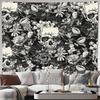 Botanical Tapestry Flower Wall Hanging Black and White Decor Nature Aesthetic Dorm Room Decor Boho Wall Art Vintage Botanical Pr