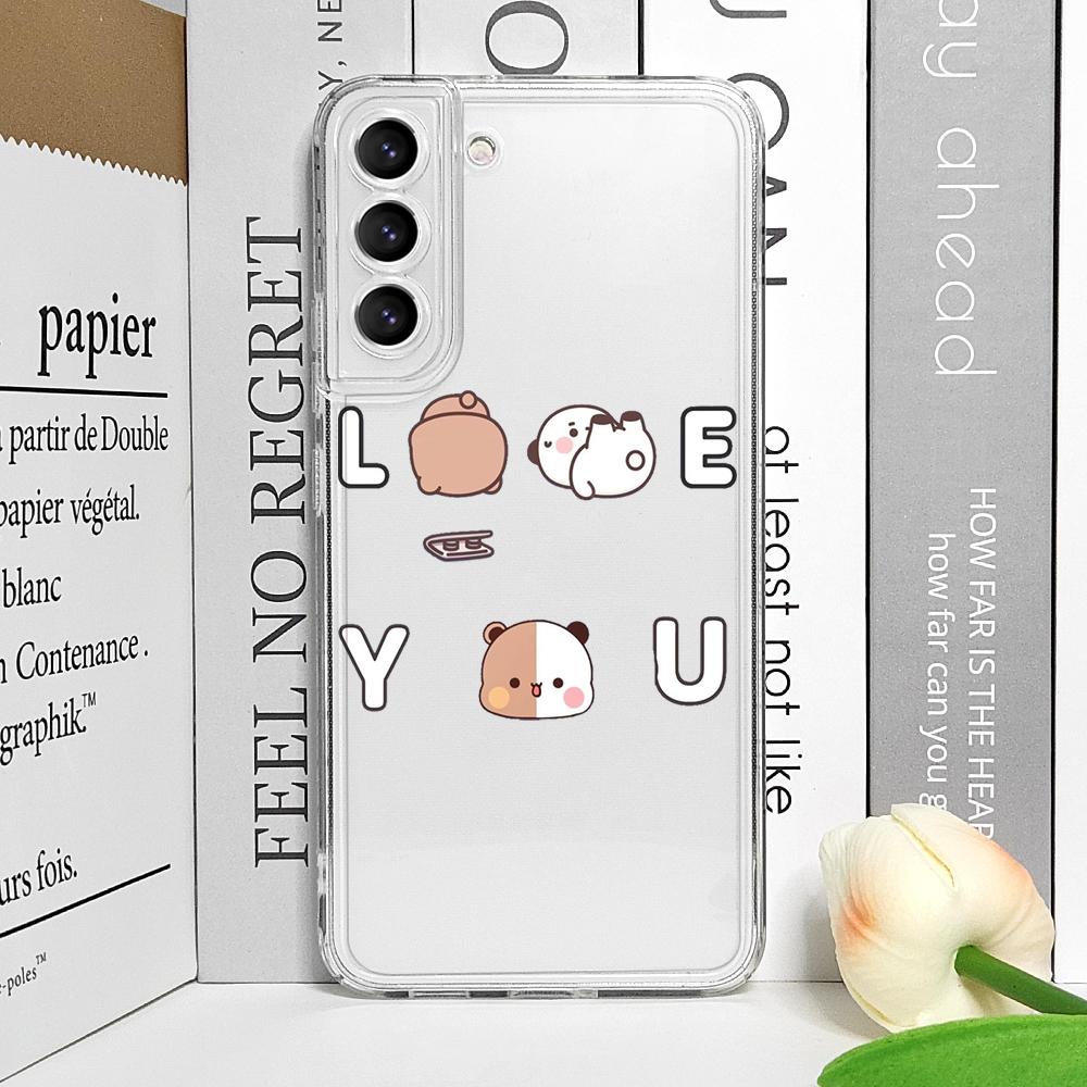 

Funny Cartoon Bubududu Panda Couple Clear Phone Case for Realme 12 10 11 9 Pro Plus 8i 9 7 PRO C75 C64 C31 C53 Lovers Soft Cover realme C75