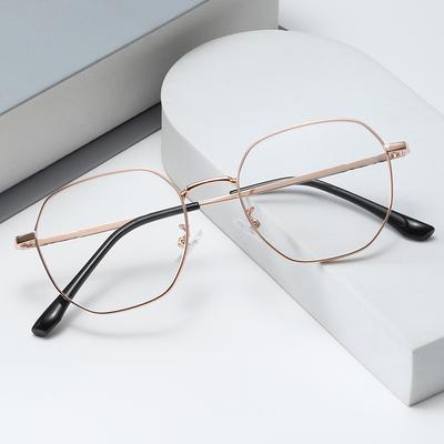 Irregular Non-Magnetic Titanium Myopia Glasses Frame Wide Edge Metal Alloy Optical Frame Men'S And Women'S 6013