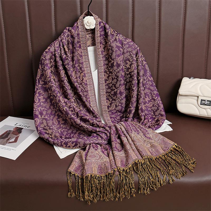 Spring And Autumn Atmosphere Imitation Cashmere Versatile Women'S Scarf Comfortable Shawl Temperament Cashew Jacquard Shawl