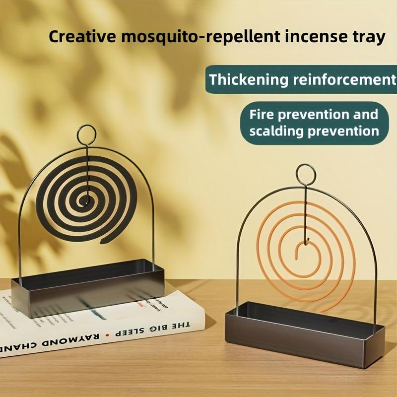 Portable Iron Blowcoil Holder with Handle Fireproof Material Incense Holder For Mosquito & Sandalwood Incense Indoor/Outdoor Use