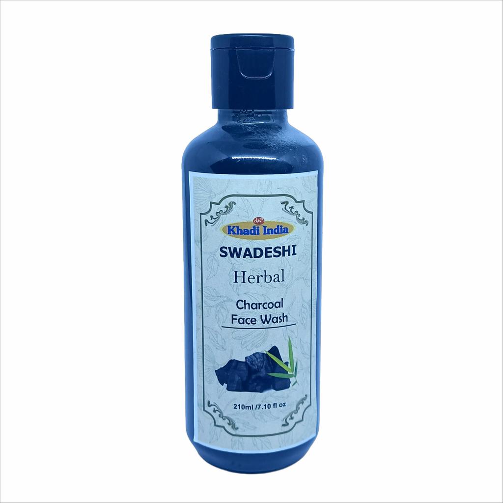 Khadi Natural 100% Herbal Charcoal Face Wash - Deep Cleansing & Oil Control, Detox Formula for Clear Skin, Sulfate & Paraben Free - 210ml