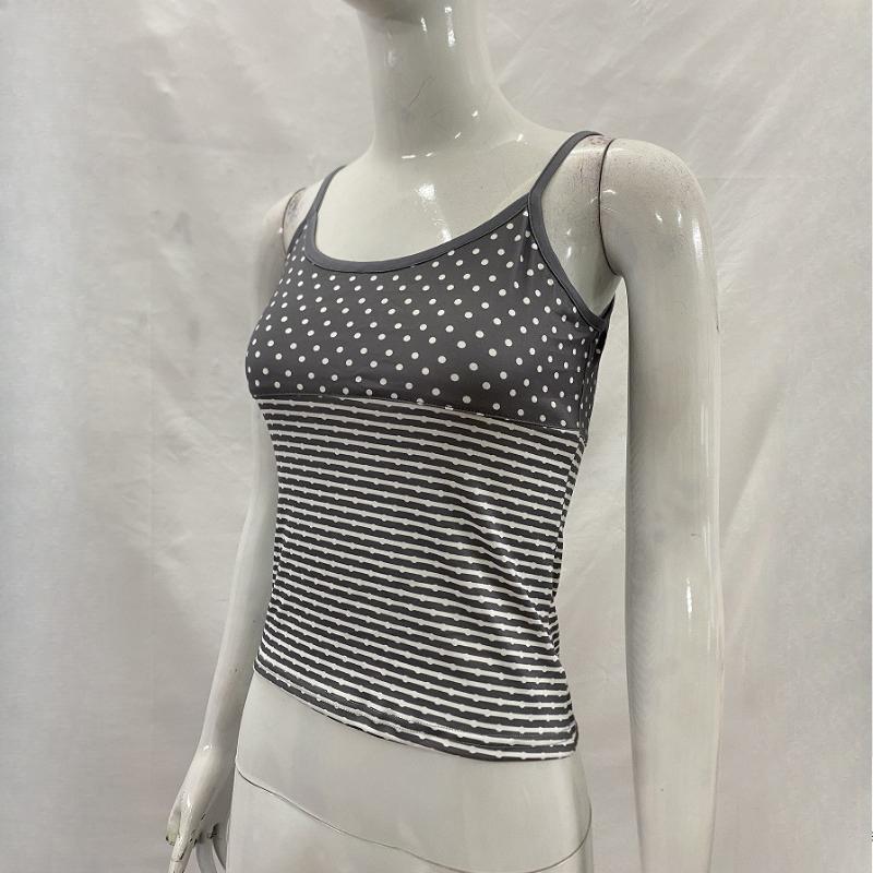 Summer striped thin shoulder strap tank top for women