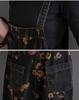Mouhoukyo Denim Loose Floral Print Jeans Fits All Spring and Sizes Women's Overalls, Casual, Fit, Overalls, Autumn, M-2XL (Color shown, M)
