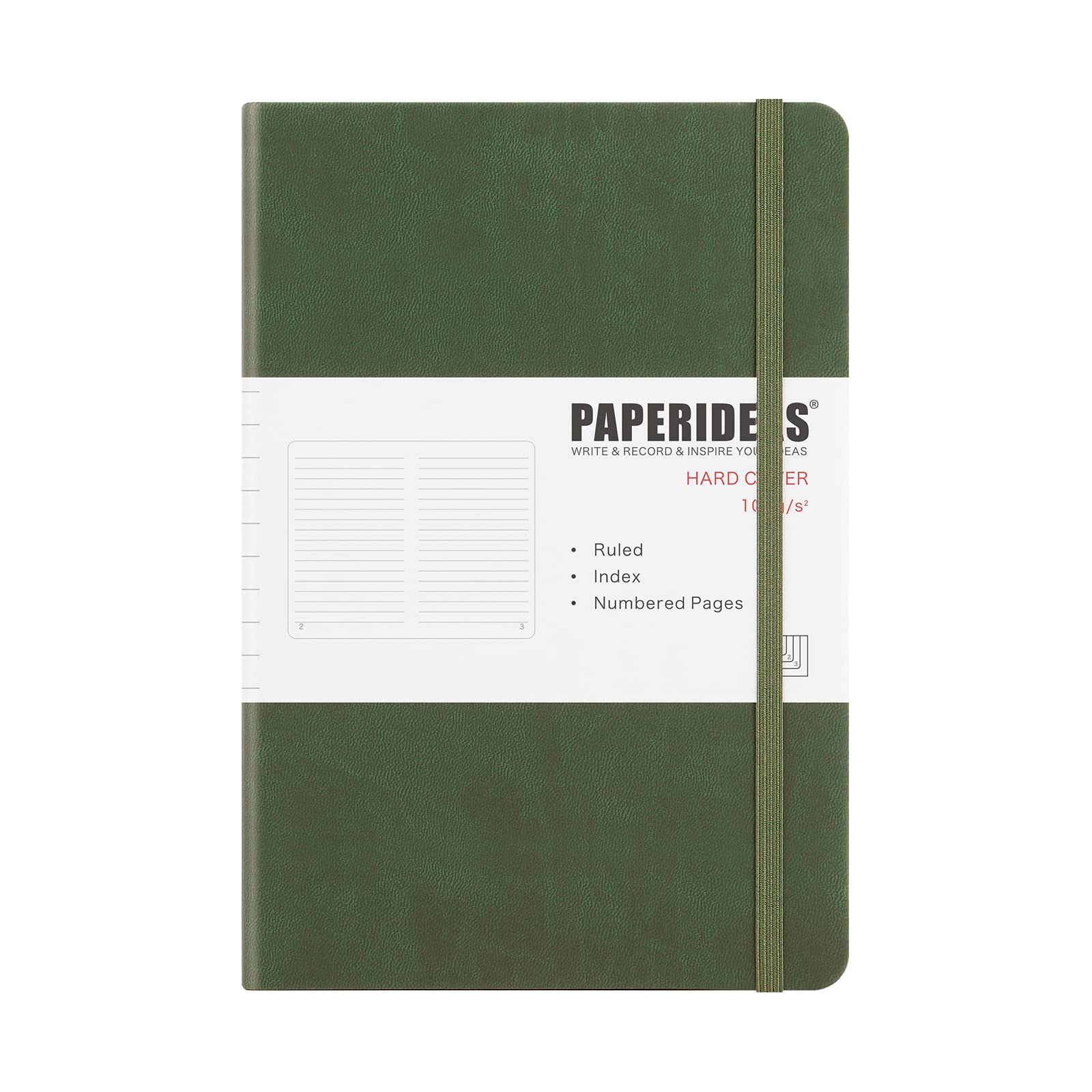 

PAPERIDEAS Hardcover Olive Notebook, A5, (Horizontal Lines, Green)