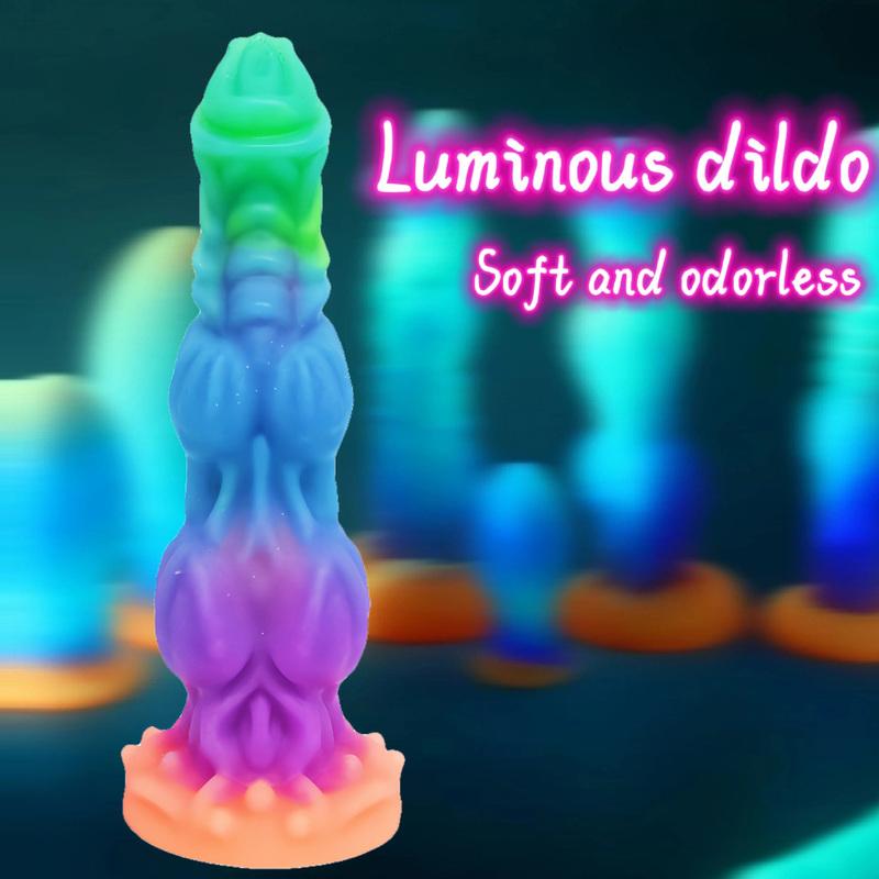 Hot Sale Luminous Anal Dildo Huge Penis Dick Animal/Monster Dildo Sex Toys For Adult 18+ Ass Dilator Glowing Dildo Big Buttplug