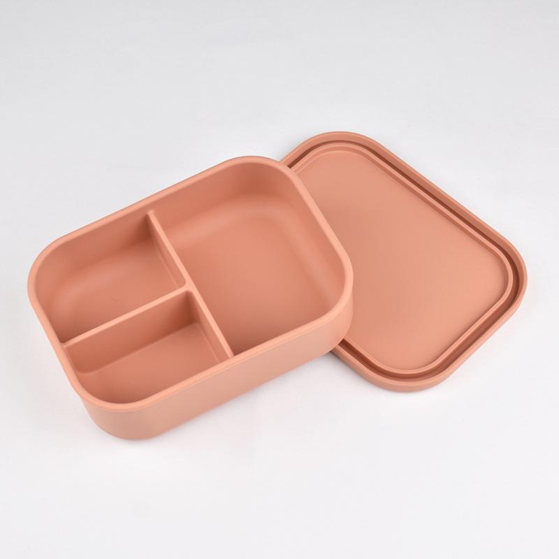 Silicone Food Storage Box With Lids 3 Compartment School Children Lunch Box Free Silicone Bento Lunch Box