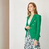 European Green Double-Breasted Women's Suit Jacket with Lion Head Buttons, V-Neck, Slimming Design, Versatile Style