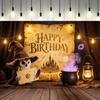Owl,Magic Potion,Magic Theme-Happy Birthday Backdrop Polyester for Photo Booth,Party Event,Indoor/Outdoor Celebrations,Wall Decor,Home Decor