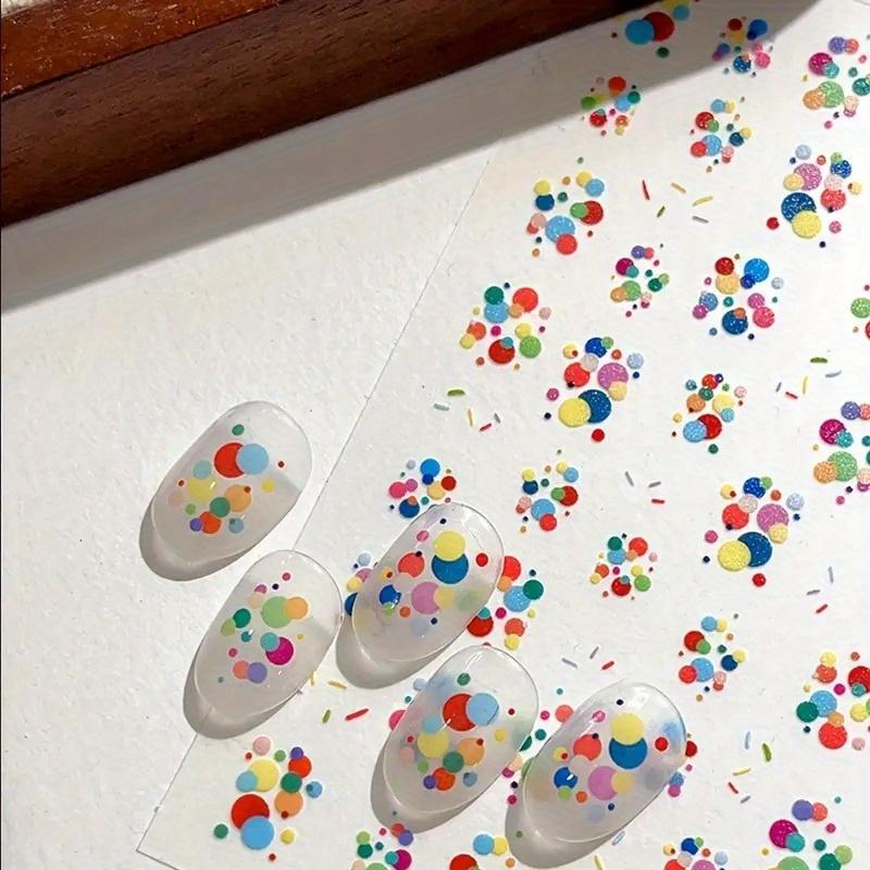 3D Simple Line Color Ball Decorative Nail Stickers, Cute Colorful Round Self-Adhesive Nail Stickers and Decals