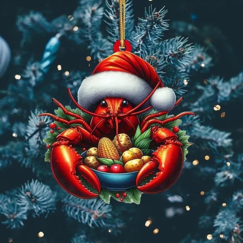 New Acrylic Flat Animal World Christmas Festival Party Pendant for Christmas Tree Decoration Pendant