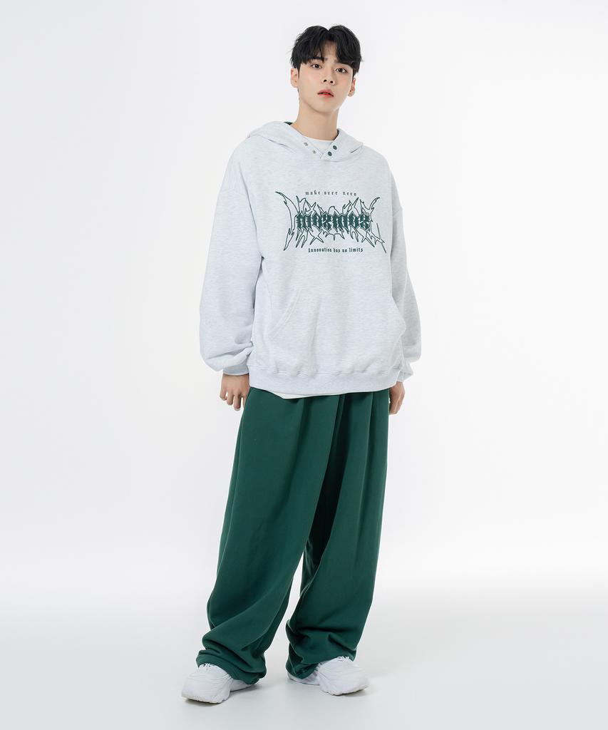 MOZMOZ Soft Terry Single-Pleat Wide String Training Pants Green