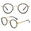 Retro Round Blue Light Blocking UV Handcrafted Design Celebrity Intellectual BRAND3 [REONAS] Glasses, + Protection, Glasses, Style, Look, (Gold BK)