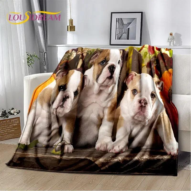 Manta de Felpa Suave para Mascota Perro Pit Bull Francés de Dibujos Animados, Manta de Franela, Manta para Sofá, Cama, Sala de Estar, Dormitorio, Cubierta de Picnic