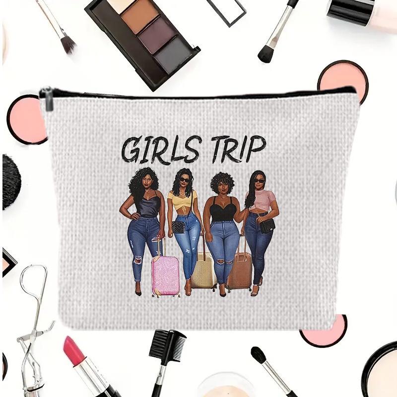 Large Capacity Linen Makeup Bag: Cross-Border Printed Cosmetic Storage with Zipper