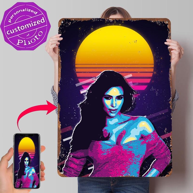 Kim Kardashian Metal Poster Customized Wall Art Retro Vintage Metal Signs for Man Cave Bedroom Decoration Room Accessories House