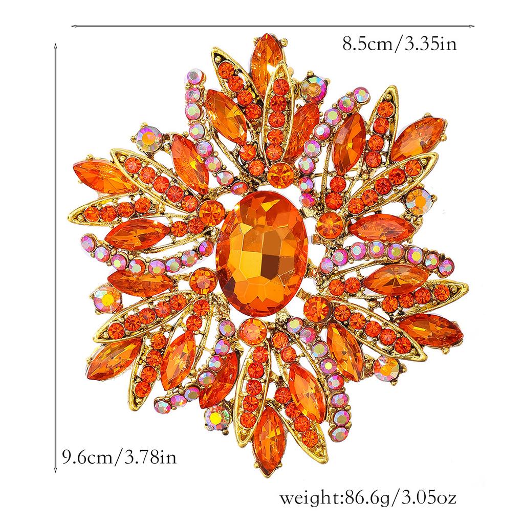Luxury Vintage Crystal Flower Brooch for Women, Elegant and Fashionable Wedding Dress Accessory, Floral Headpiece Decoration