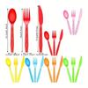 75 Sets of Reusable Multicolor Plastic Cutlery Knives, Forks and Spoons, Which Are Very Suitable for Dining Parties.