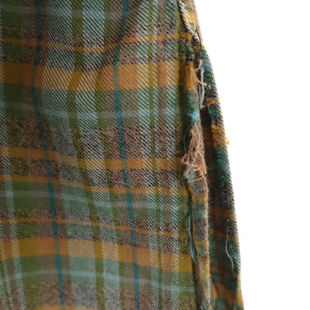 Vintage 60s Grandpa Check Pattern Long Sleeve Shirt Dress Women Used