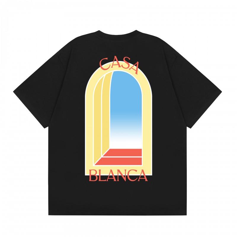 Casablanca Streetwear T-Shirt Men Women Loose Fit Short Sleeve Casual Tee High Street Style