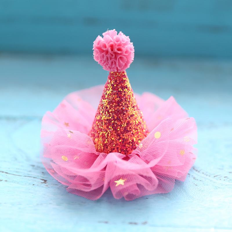 Glitter Birthday Hat Hair Accessory Shiny Star Decor Headwear for Kids Birthday Party Holiday Cosplay Dress Up Favors