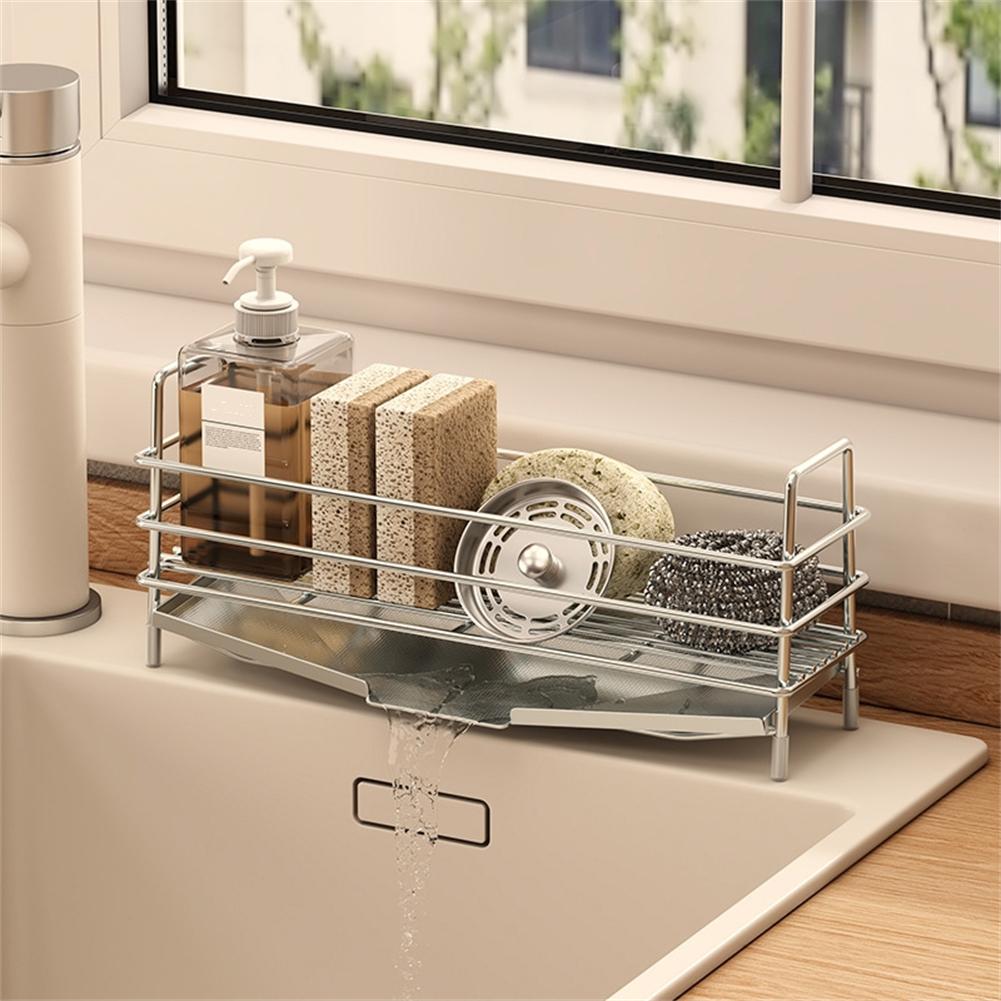 Countertop Storage Kitchen Sink Organizer Bathroom Use 23.8x7.5x12.2cm Easy Installation Kitchen Rack Sink Organizer China Mainland