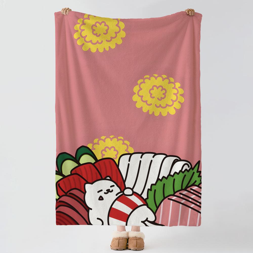 Game N-Neko Atsume-e Throw Thick Comfort Flannel Quilt, Multi-scene Use Indoor Outdoor Daily Nap