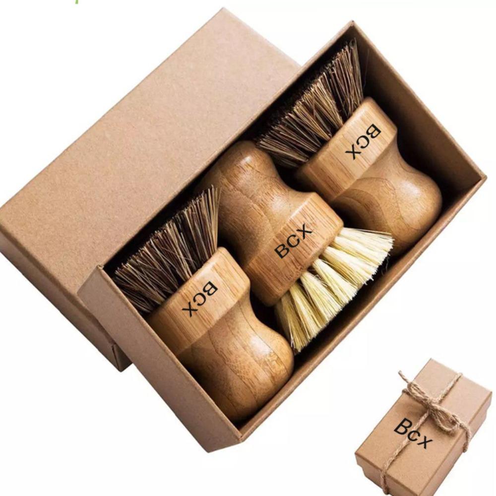 

Natural Palm Fiber Kitchen Brush Short Handle Dishwashing Pot Scrubber Cleaning Tool