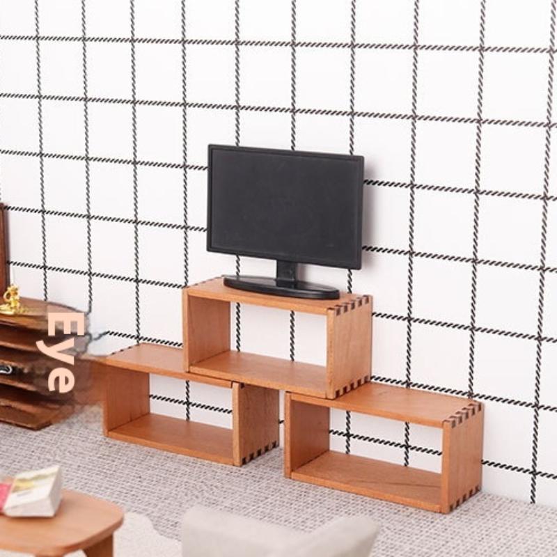 1Pcs 1:12 Dollhouse Miniature Wooden Storage Cabinet Storage Rack Bookshelf Model Furniture Accessories Toys