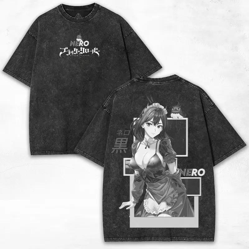 

Anime Black Clover Nero Printed Tee Men Women Washed Cotton T-shirts Short Sleeve Vintage T Shirt Harajuku Male Oversized Tshirt XXL