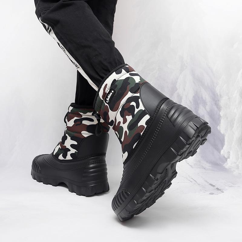 Men's Winter Warm Snow Boots Rubber Hiking Boots Outdoor Mid Calf Camouflage Duck Boots Waterproof  Plus Size