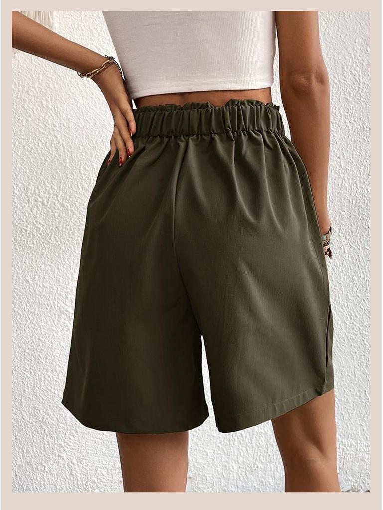 2025 Summer Women's High-Waisted Elegance: European & American Commuter Wide-Leg Shorts