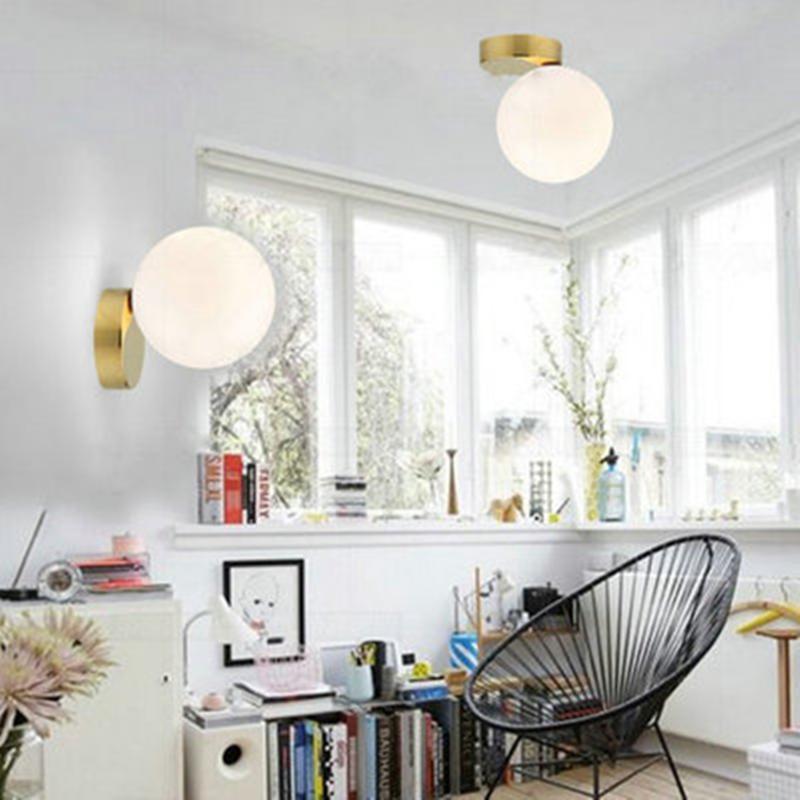 Simple Postmodernist Wall Lamp Cabinet Living Room Night Corridor Night Alley Milk White Glass Ball (Bulb Not Included)