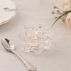 Decorative Glass Candle Holder Crystal Lotus Flower Tealight Holders, Tea Light Candlestick Decor Thick with Deep Grooved Plate, Multifunctional