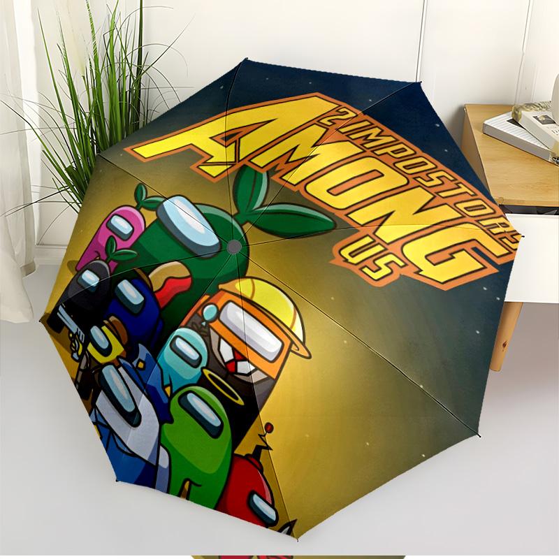 Among Us Print Automatic Open Close Umbrella, Portable Foldable Umbrella, for Outdoor Commute Camping Trip, Ideal Birthday Gift