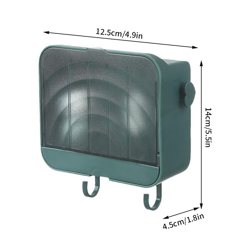 Waterproof Soap Box with Lid Drainage Soap Tray Wall Mounted Soap Holder Storage Rack Hanging Organizer Bathroom Accessories