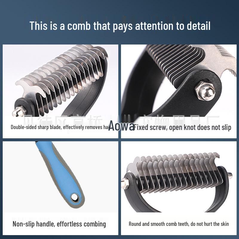 Dual-Sided Stainless Steel Pet Comb for Hair Removal & Dematting