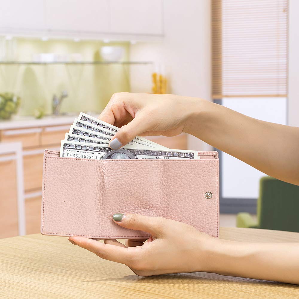 Yocipa Echte Leder Mini Geldbörse für Damen, RFID-Skimming-Schutz, Kompakt, Dünn, mit Münzfach, Beliebte Dreifach-Geldbörse für Herren,