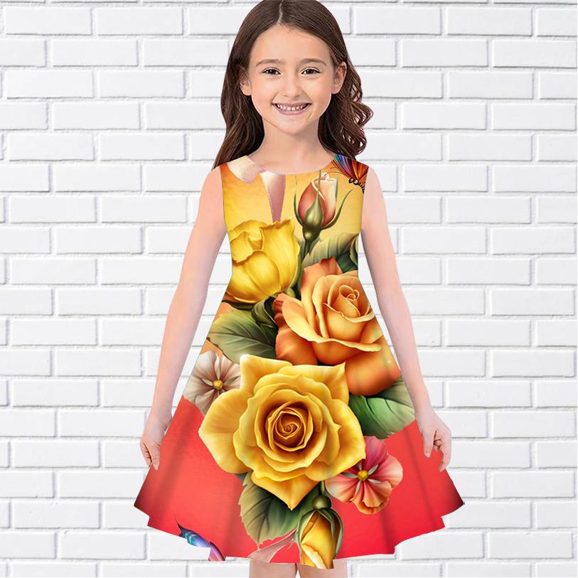 

Платья с 3D принтом для девочек, детское праздничное платье принцессы без рукавов для девочек, многоцветное розовое платье с 3D принтом на бретелях 80