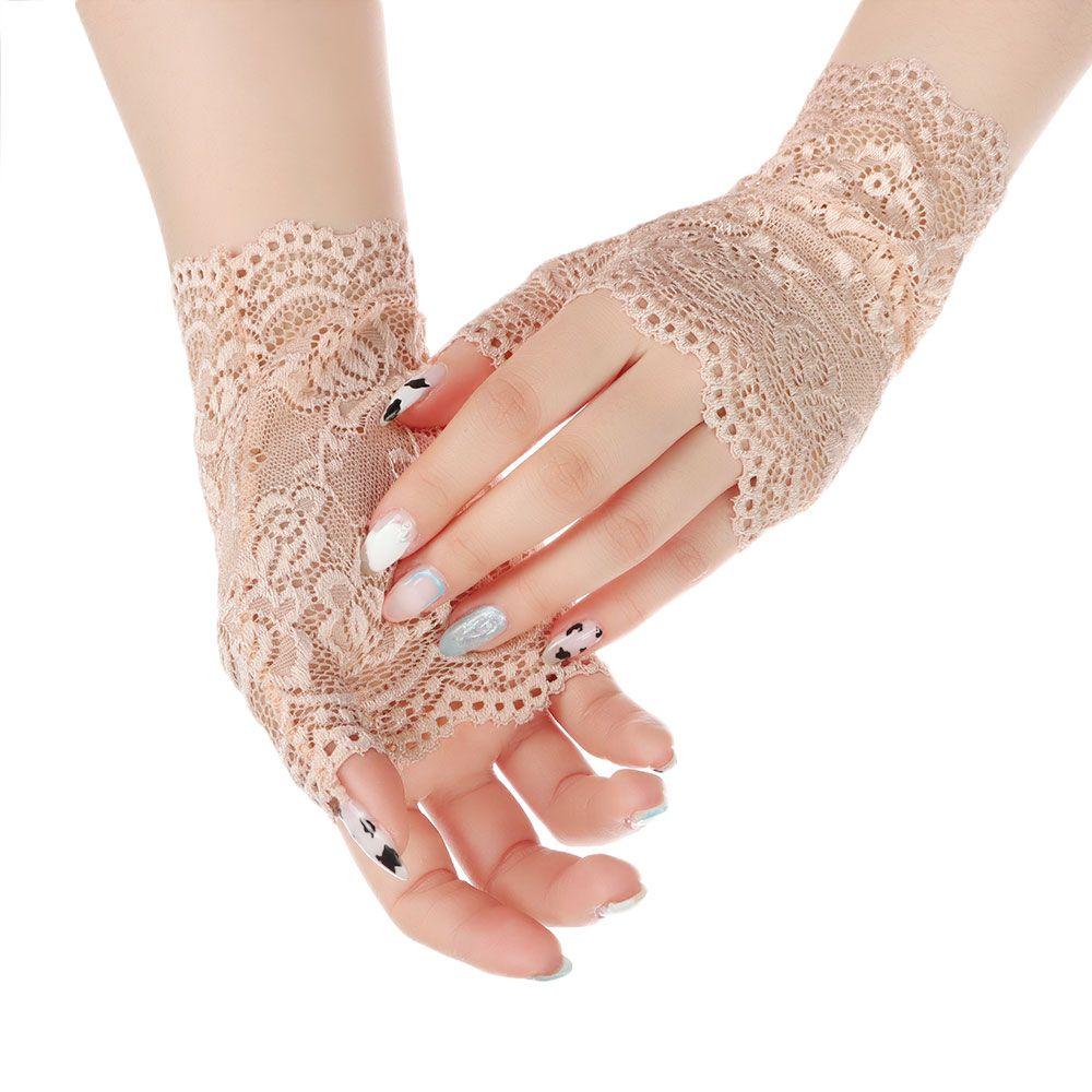 Fashion Spring Summer Sunscreen Dance Lace Gloves Fingerless Mittens Driving Gloves Short Gloves for Women